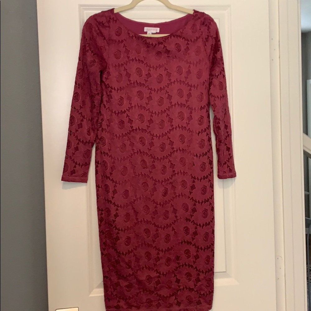 Maternity pink lace dress
